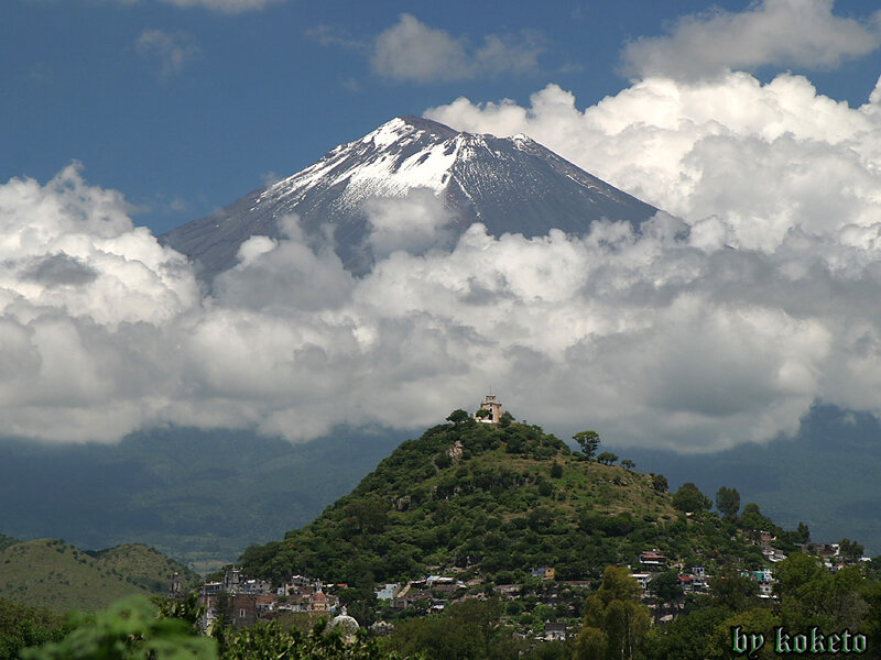Volcano with snow-capped peak