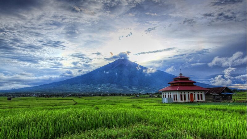Volcano with Temple