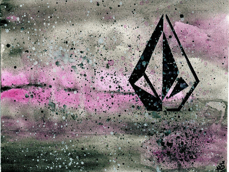 Volcom logo on abstract canvas