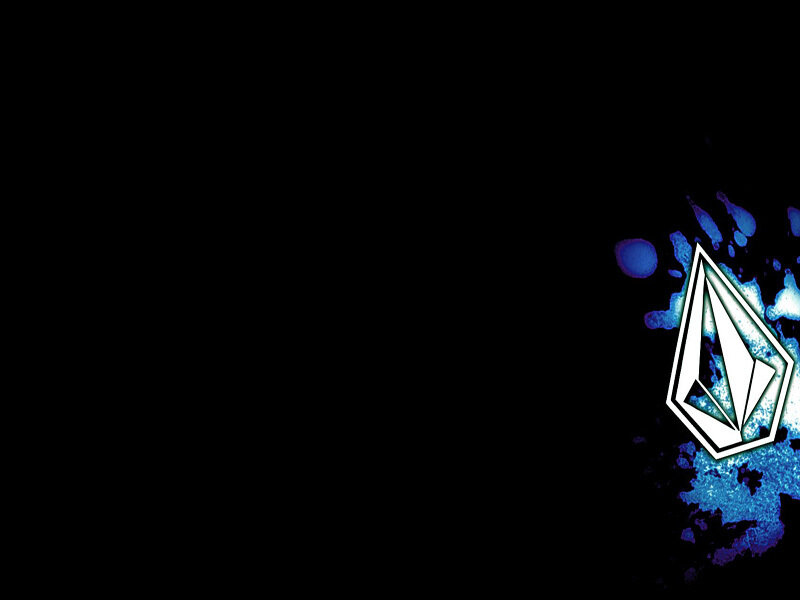 Volcom logo with blue splatter