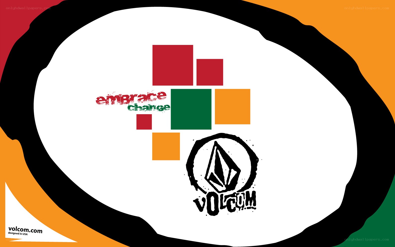 Volcom logo with embrace change design