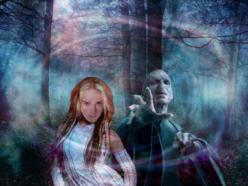 Voldemort and a woman in a forest