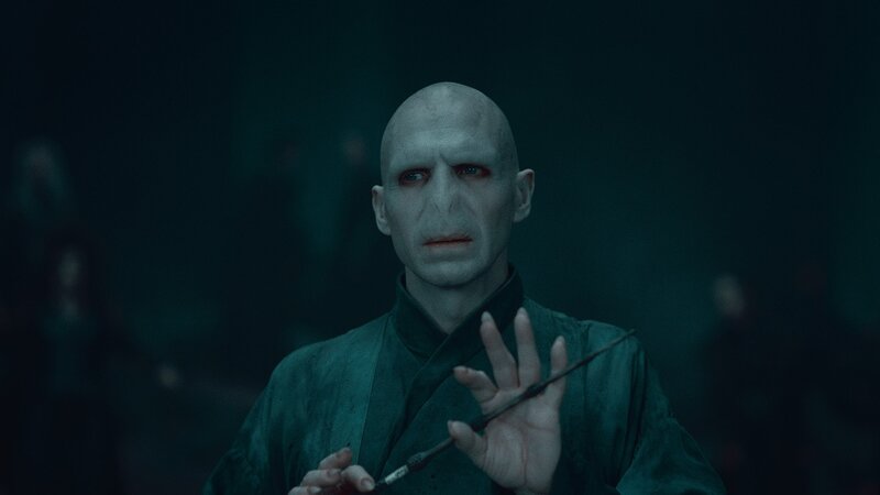 Voldemort holding a wand