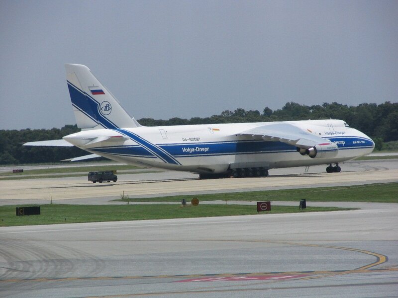 Volga-Dnepr cargo plane on tarmac