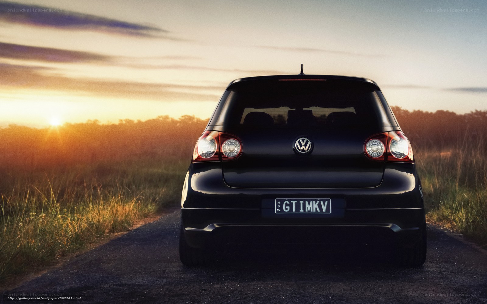 Volkswagen at sunset
