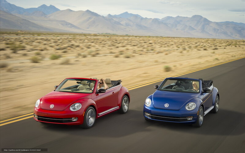 Volkswagen Beetle convertibles on road