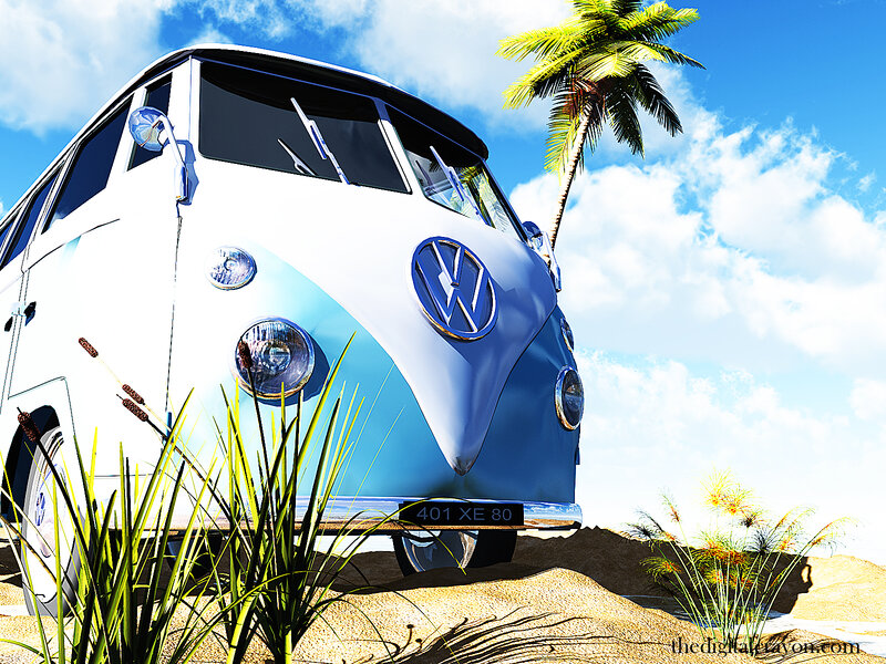 Volkswagen Bus on Beach
