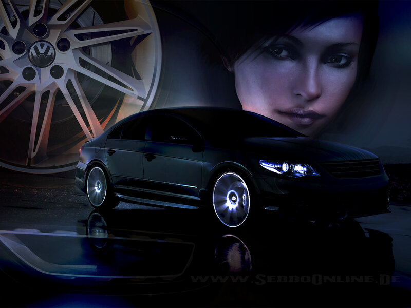 Volkswagen car with woman's face
