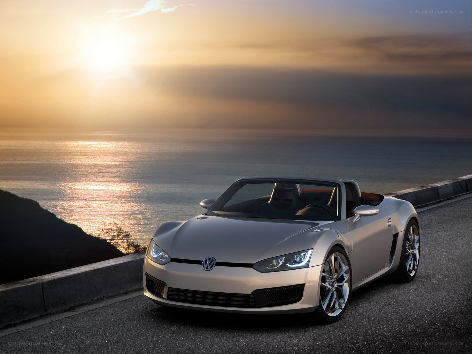 Volkswagen convertible at sunset