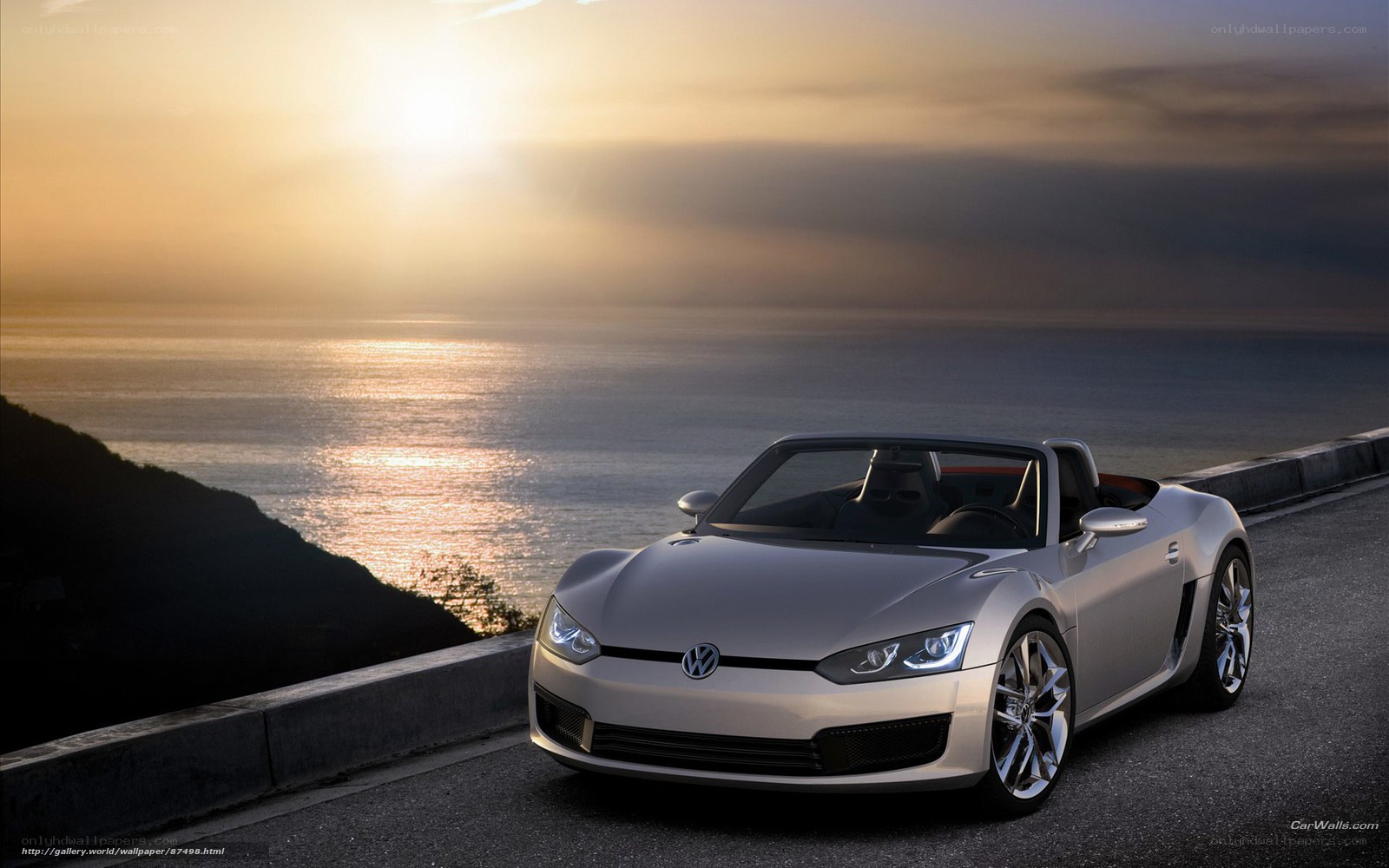 Volkswagen convertible at sunset