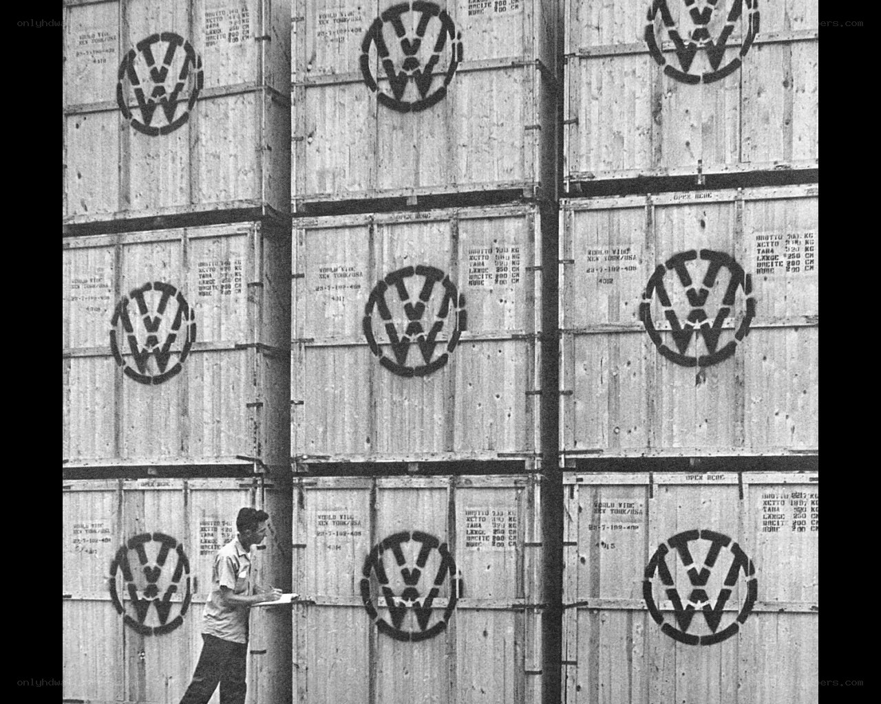 Volkswagen crates stacked