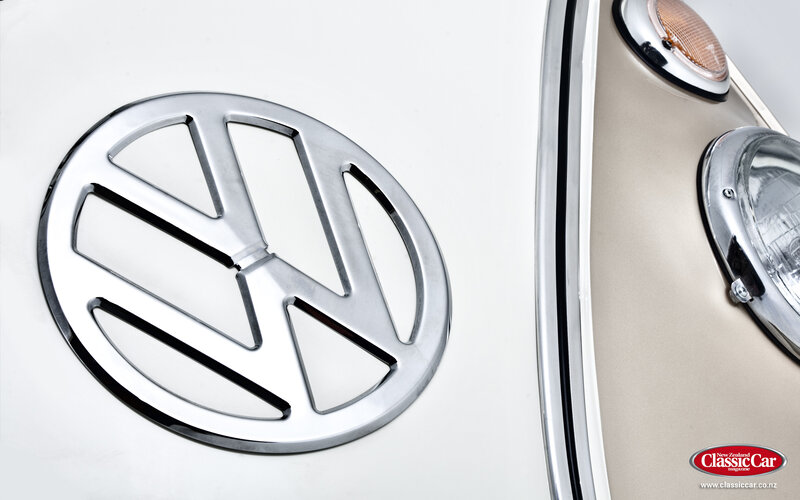 Volkswagen emblem on classic car