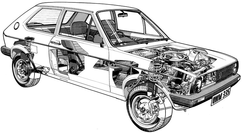 Volkswagen Golf cutaway diagram