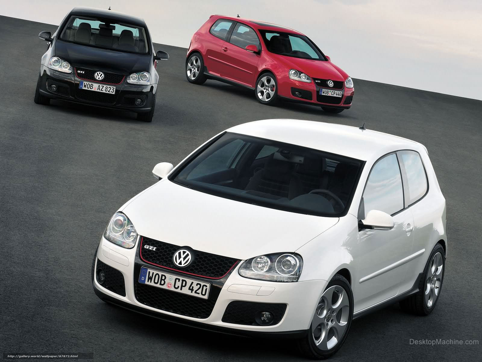Volkswagen GTI cars in three colors