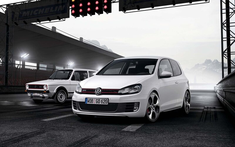 Volkswagen GTI on a racetrack