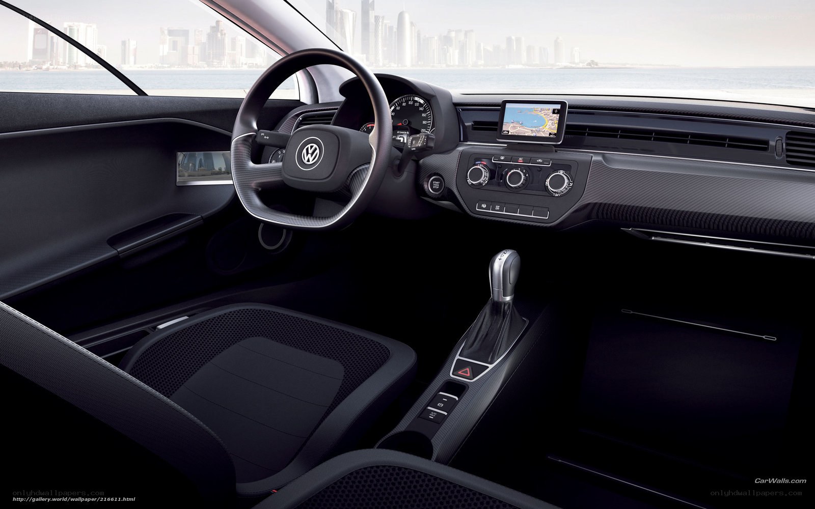 Volkswagen interior with city view