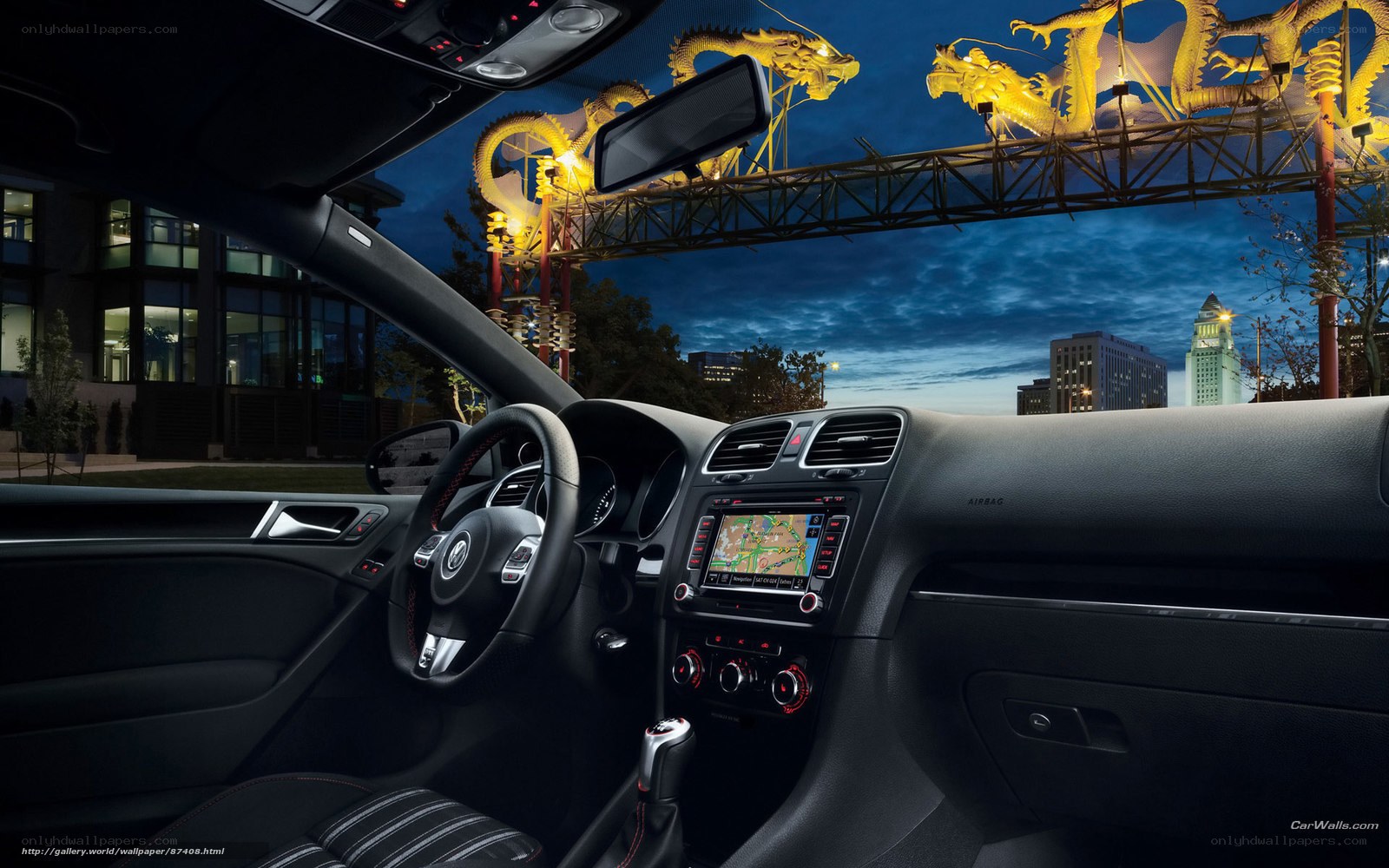 Volkswagen interior with city view