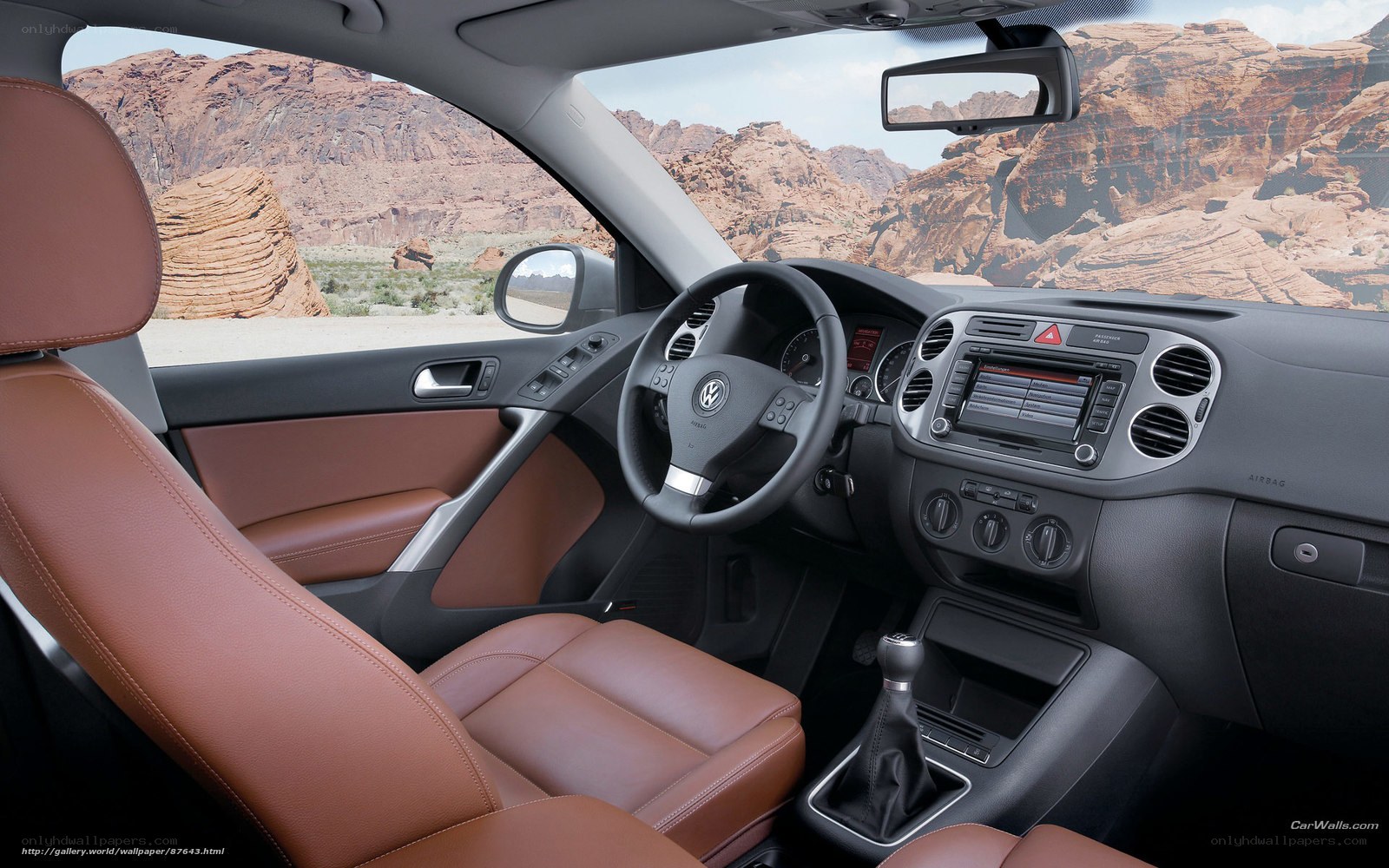 Volkswagen interior with desert view