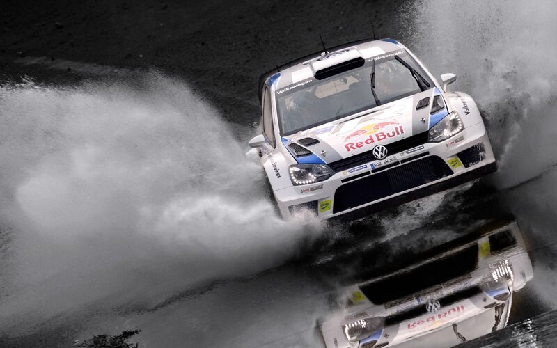 Volkswagen rally car in action
