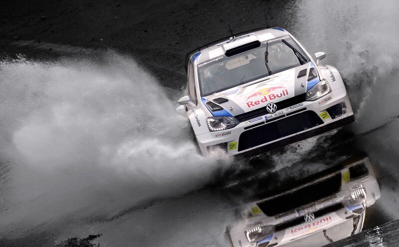Volkswagen rally car in action
