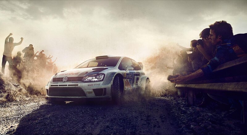 Volkswagen rally car on dirt track
