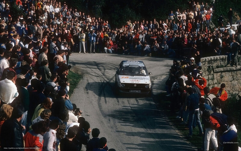 Volkswagen rally car on track