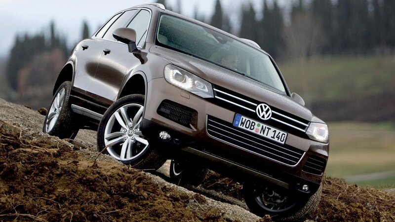 Volkswagen Touareg on a dirt hill