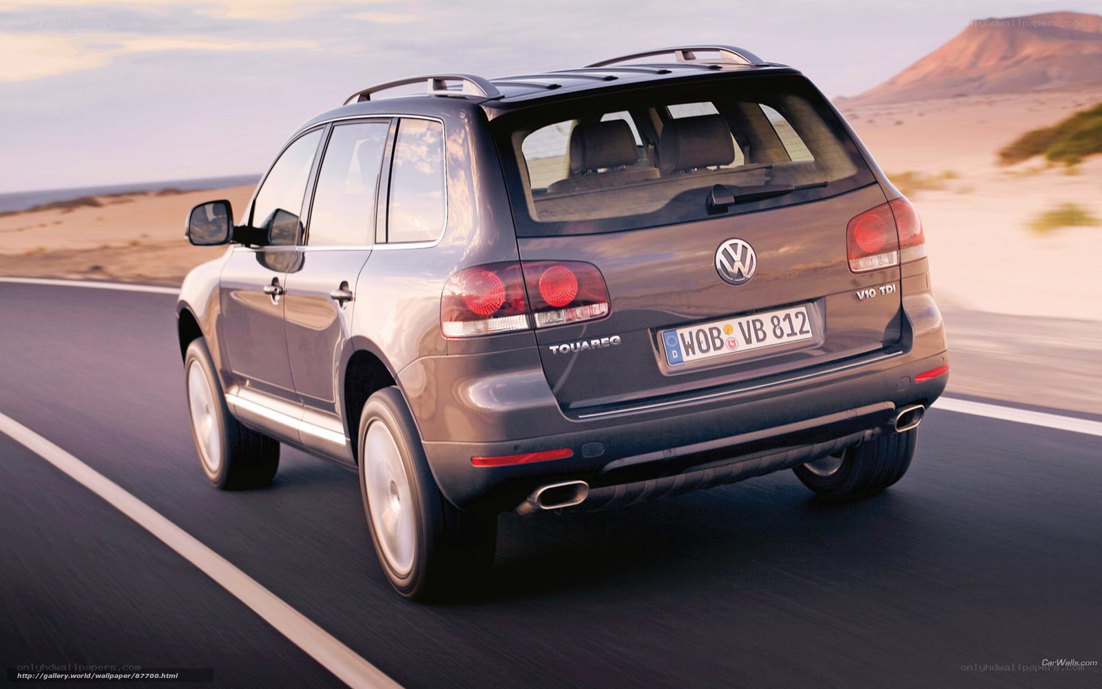 Volkswagen Touareg on desert road