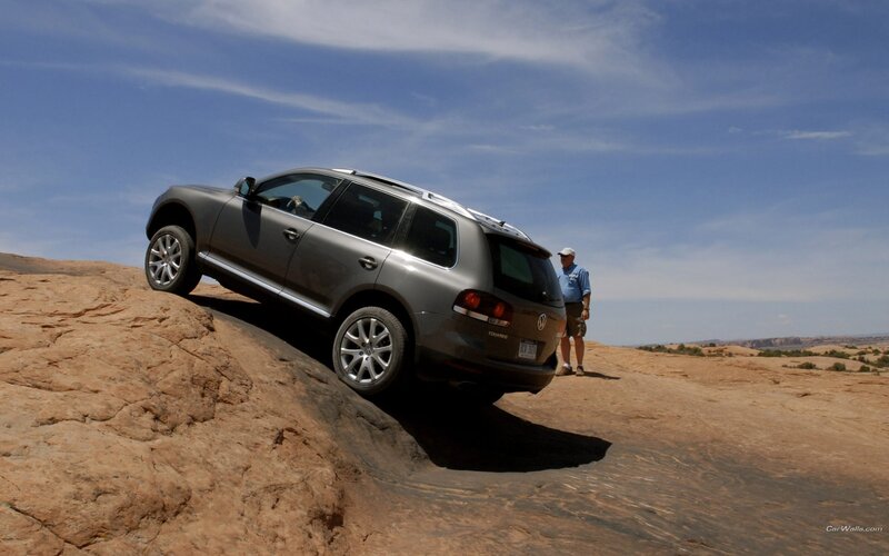 Volkswagen Touareg on rocky terrain