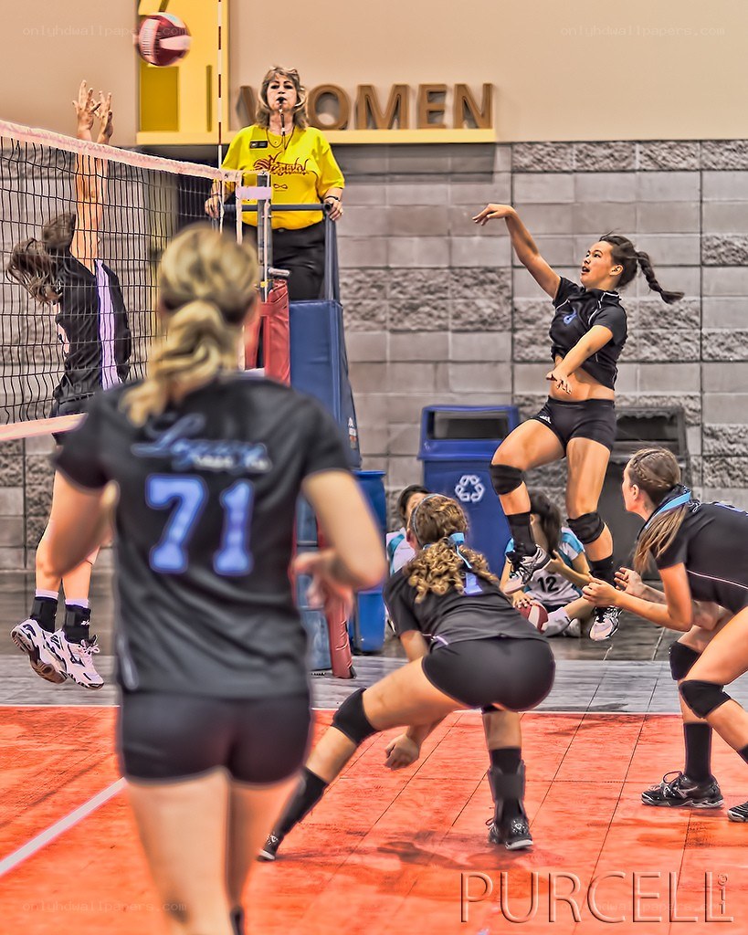 Volleyball game in action