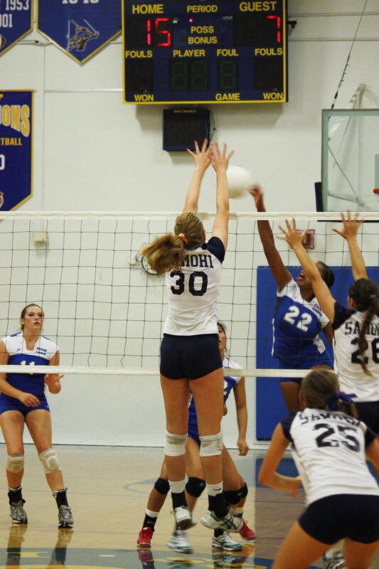 Volleyball game in progress