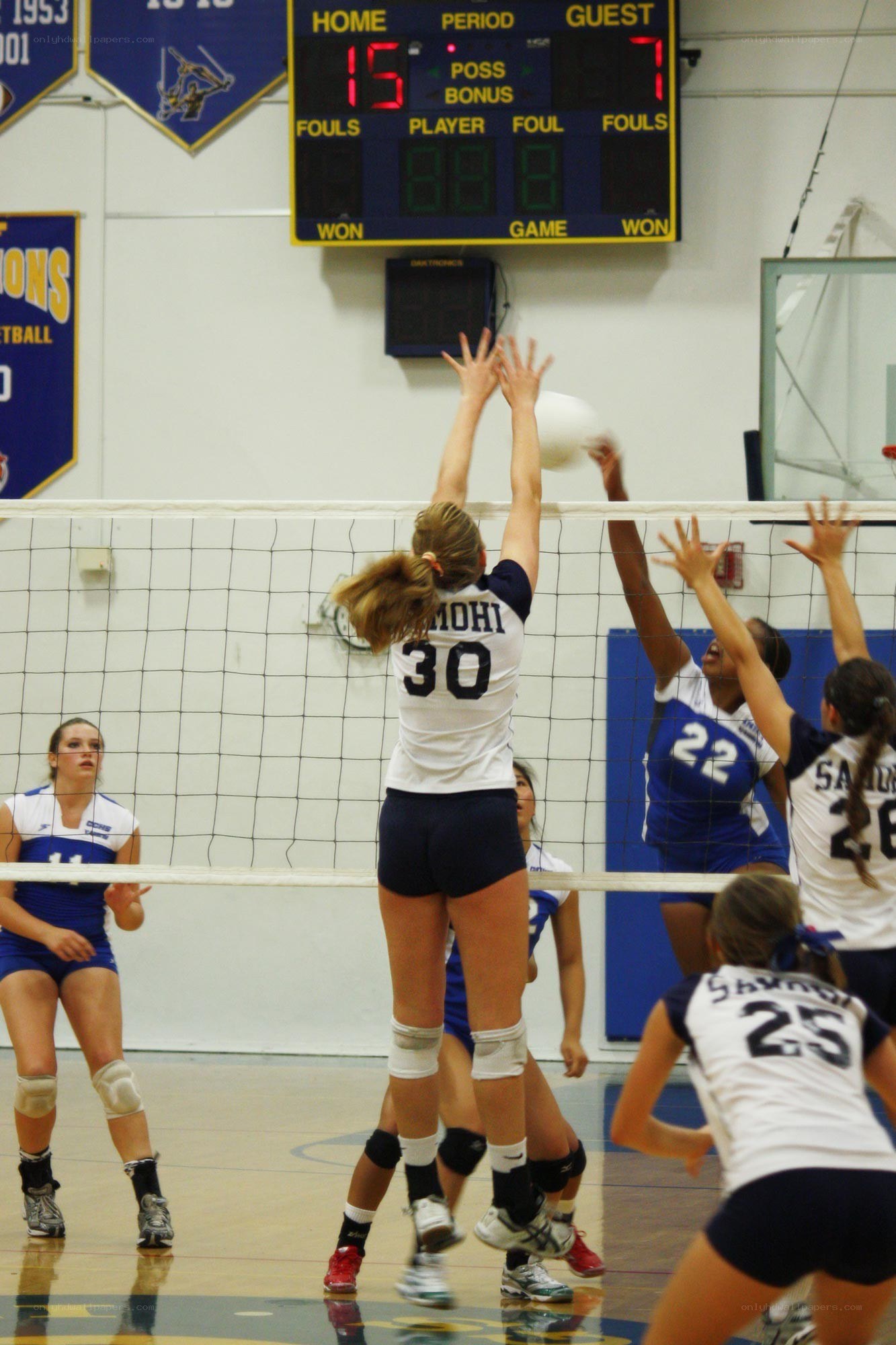Volleyball game in progress