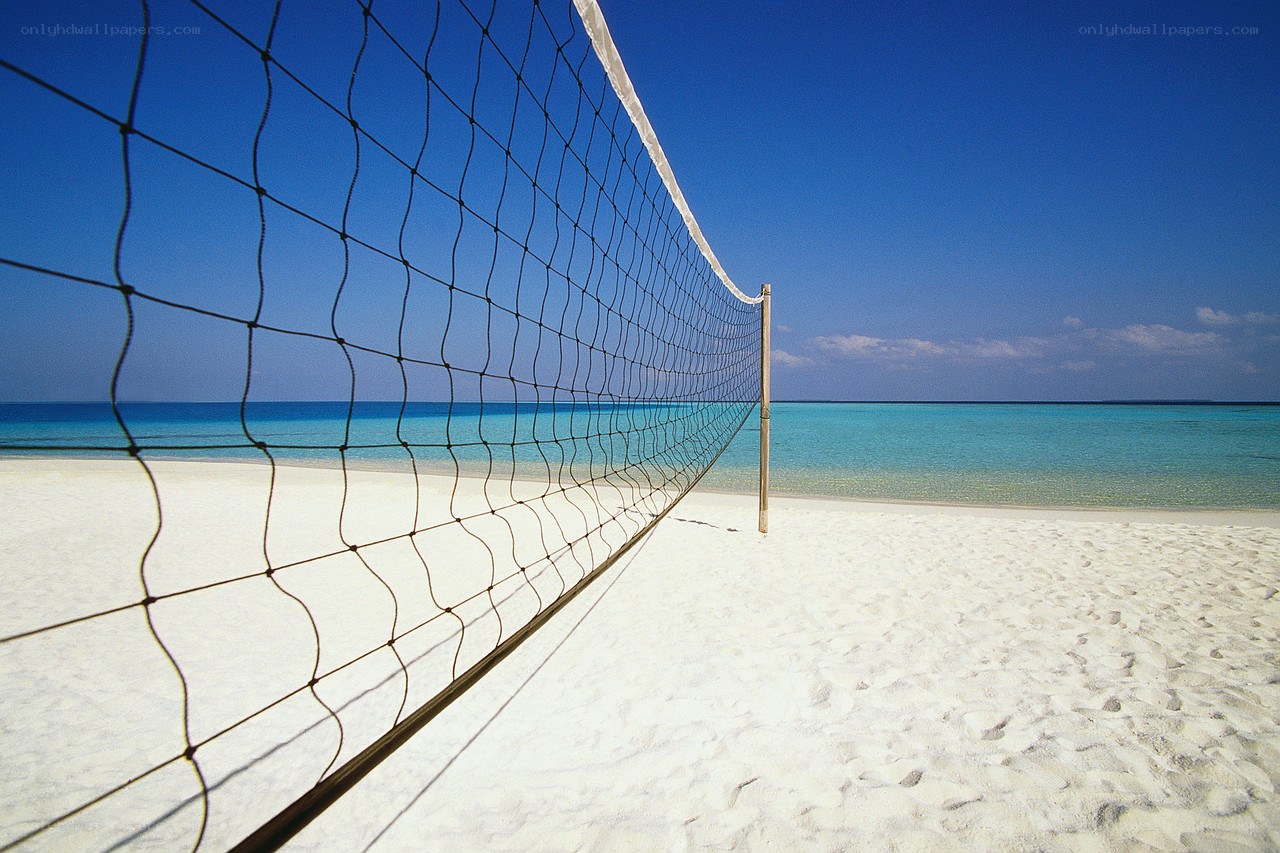 Volleyball net on tropical beach