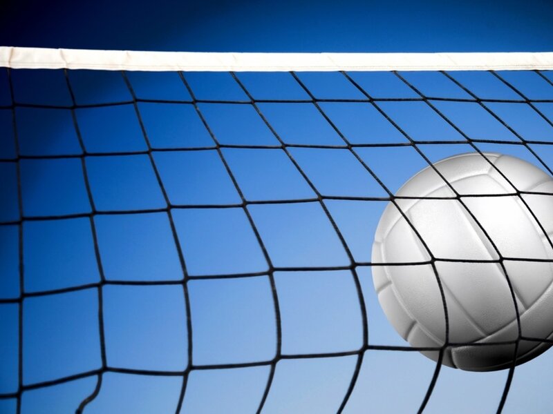 Volleyball net with ball