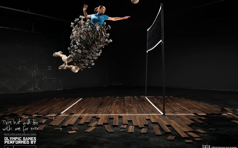 Volleyball player in dynamic pose