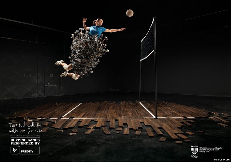 Volleyball player in mid-air