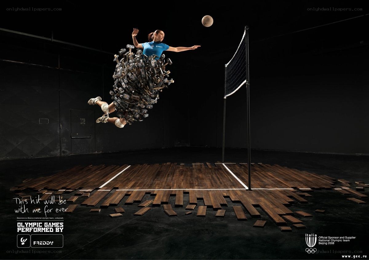 Volleyball player in mid-air