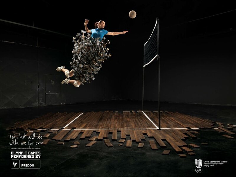 Volleyball Player in Mid-air — Black, Dramatic, Night