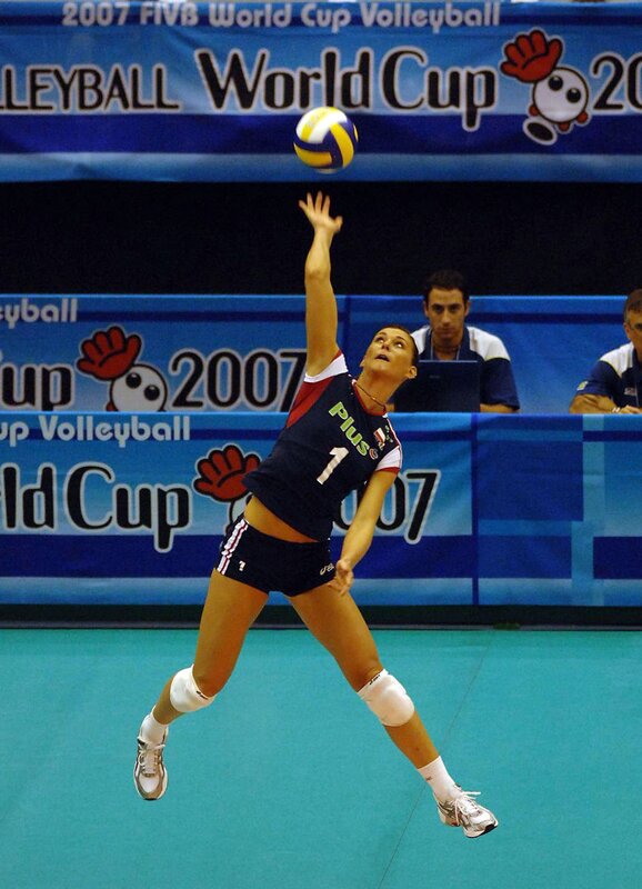 Volleyball player serving