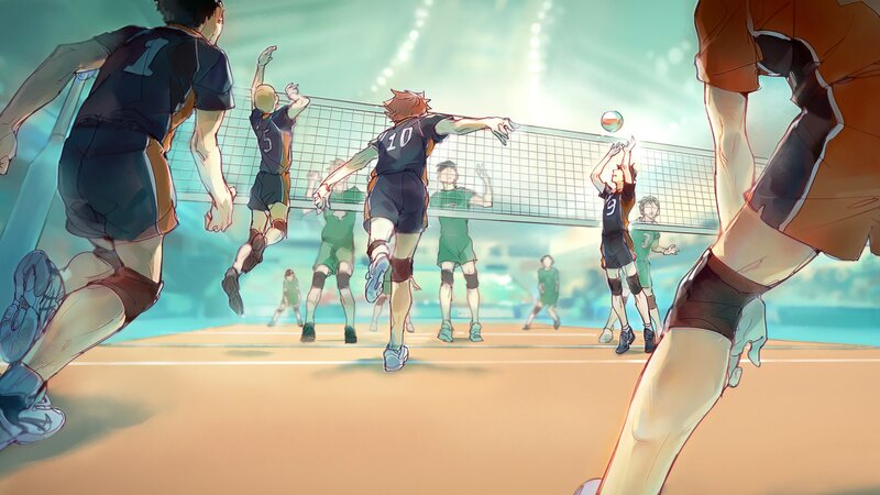 Volleyball Players in Action — Green