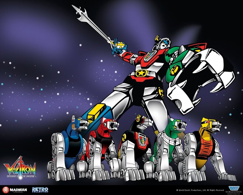 Voltron Robot and Lions — Purple, Dramatic, Night, Digital Art
