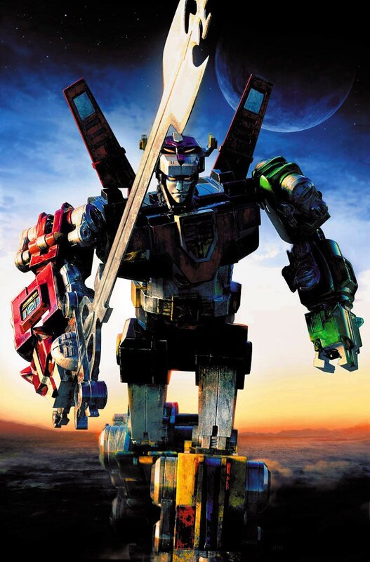 Voltron robot standing with sword