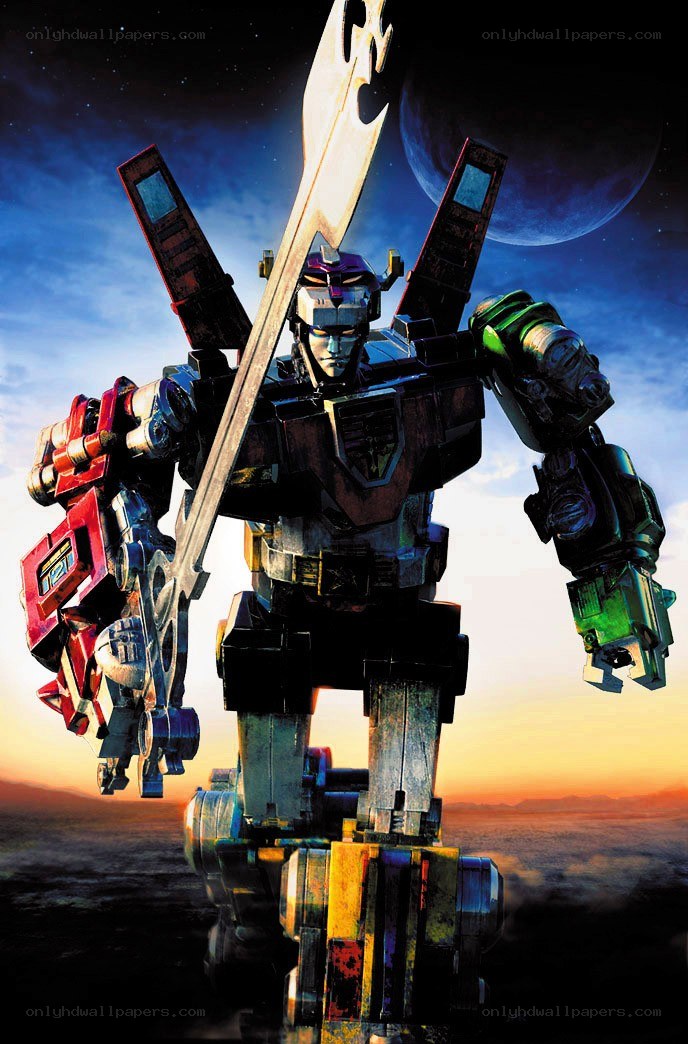Voltron robot standing with sword