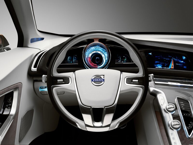 Volvo Car Interior — White, Modern, Photograph, Steering Wheel, Dashboard