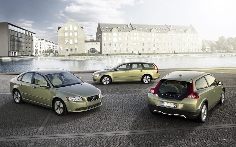 Volvo car lineup by water