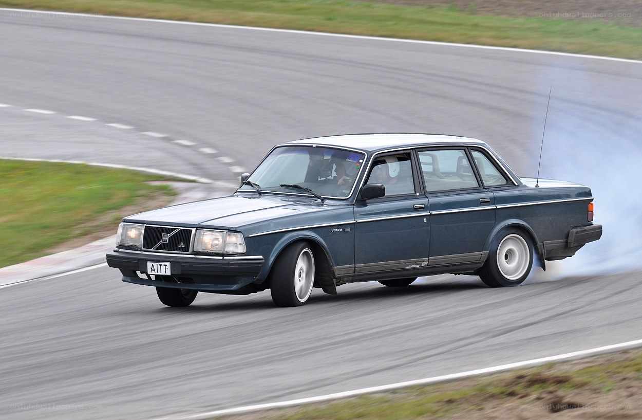 Volvo drifting on track