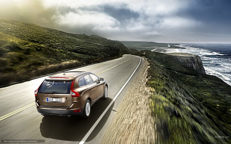 Volvo driving on coastal road