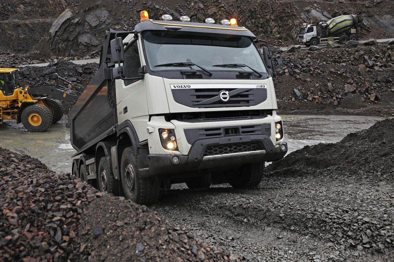 Volvo dump truck in quarry