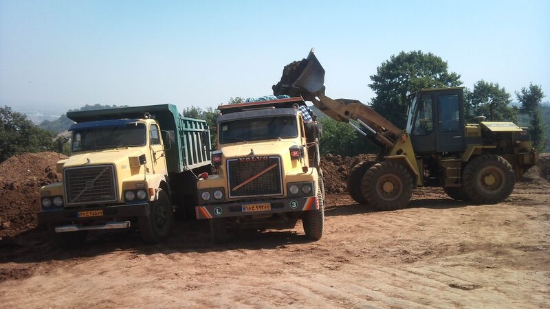 Volvo Dump Trucks at Construction Site