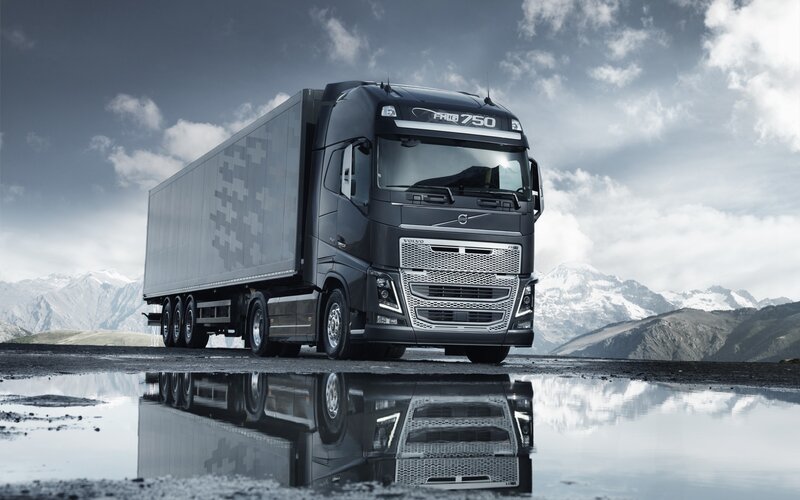Volvo FH16 truck in mountain landscape